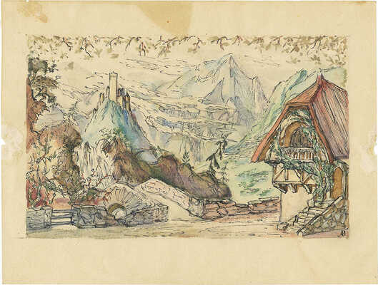 Головин Александр Яковлевич. Эскиз декорации к постановке «Жизель» (?)